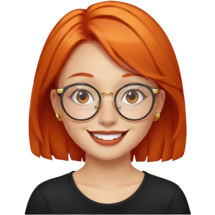 A girl with orange red hair glasses and gold nose ring emoji