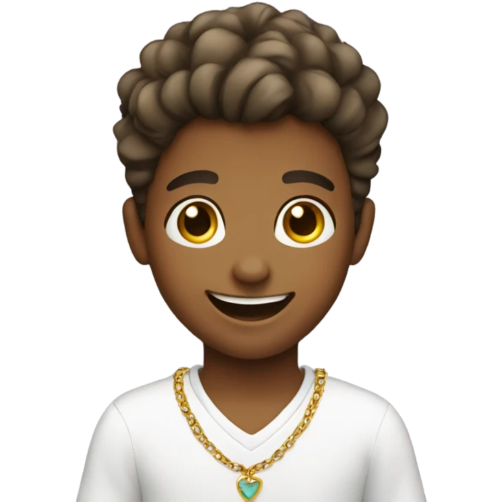 smiling boy with necklace emoji