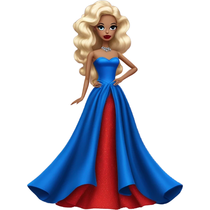 Red horned Satan Barbie in beautiful blue evening gown  emoji