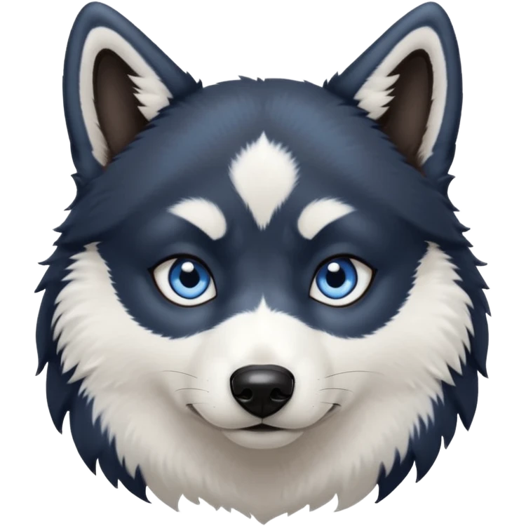 Dark black Husky with blue eyes with a very judgemental look on his face emoji