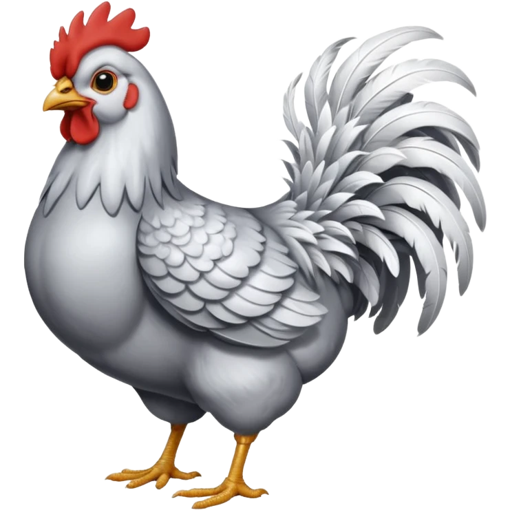 full body silver and white chicken emoji