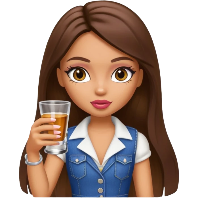 Bratz doll with a shot glass emoji