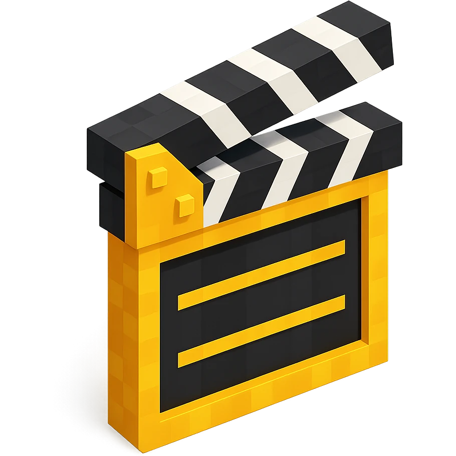 movie clapperboard with gold trim, isometric view emoji