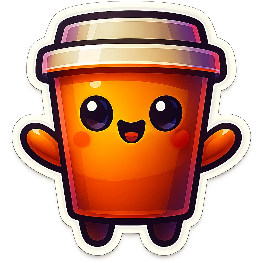 Tall coffee cup, offerring hug emoji