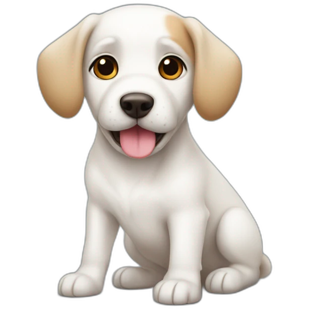 cute white dog with half head bnrown emoji