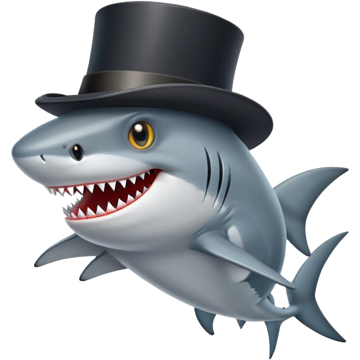 Shark with a top hat emoji