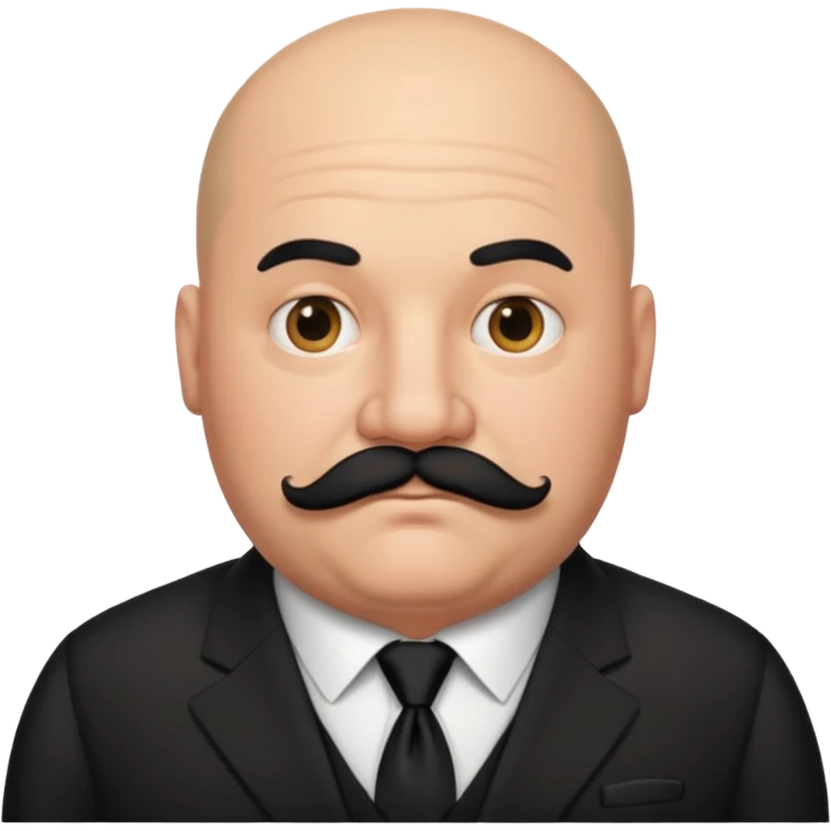 fat Bald guy with thick black mustache & tie emoji