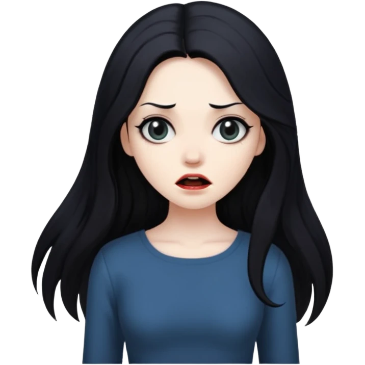 A realistic woman in horror, waist-length portrait emoji