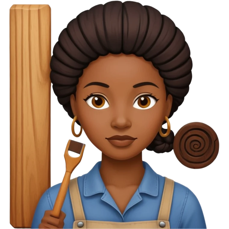 Wood Carving Craftsman black woman emoji