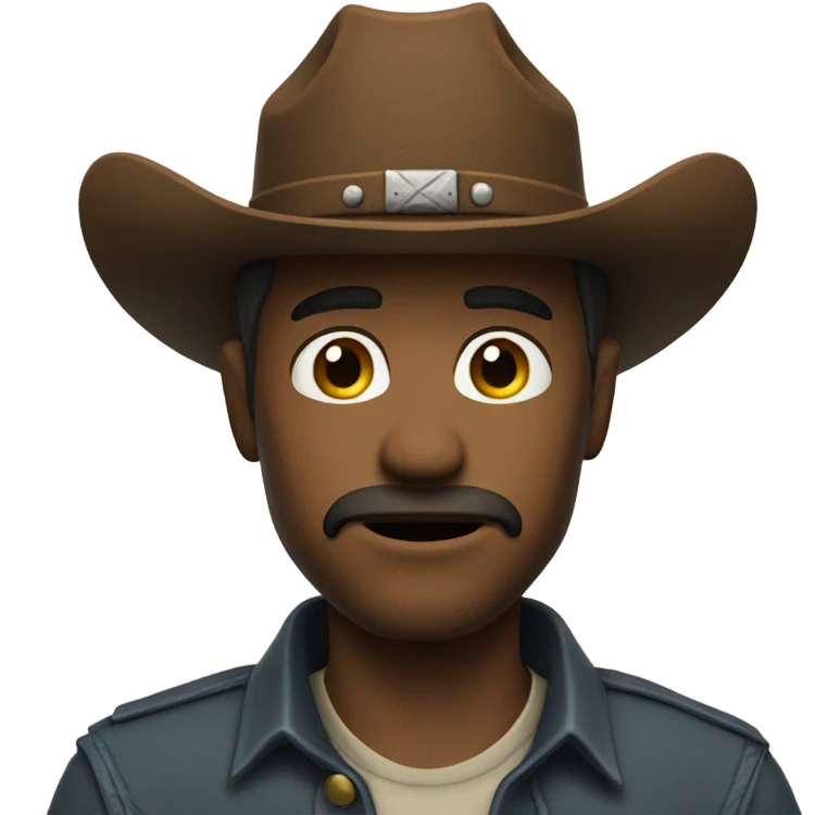 sad cowboy fake smiling emoji