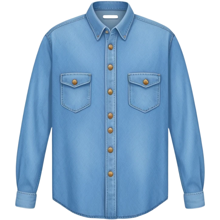 isolated vector of baggy oversized flat button-down denim long sleeve shirt light blue  emoji