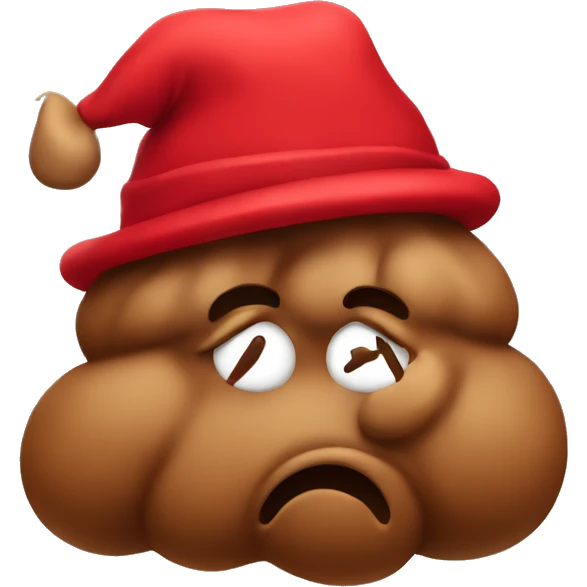 poop wearing red hat emoji