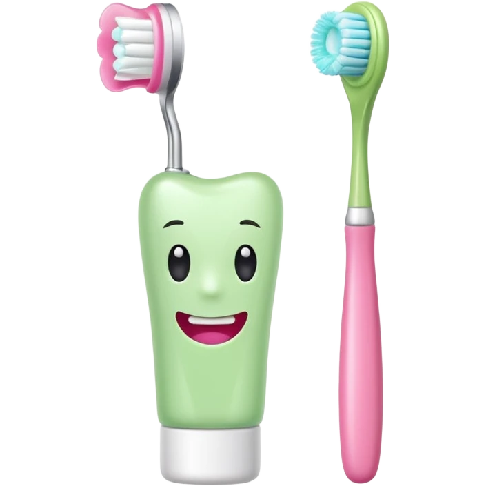 light green and pink floral toothbrush and toothpaste emoji