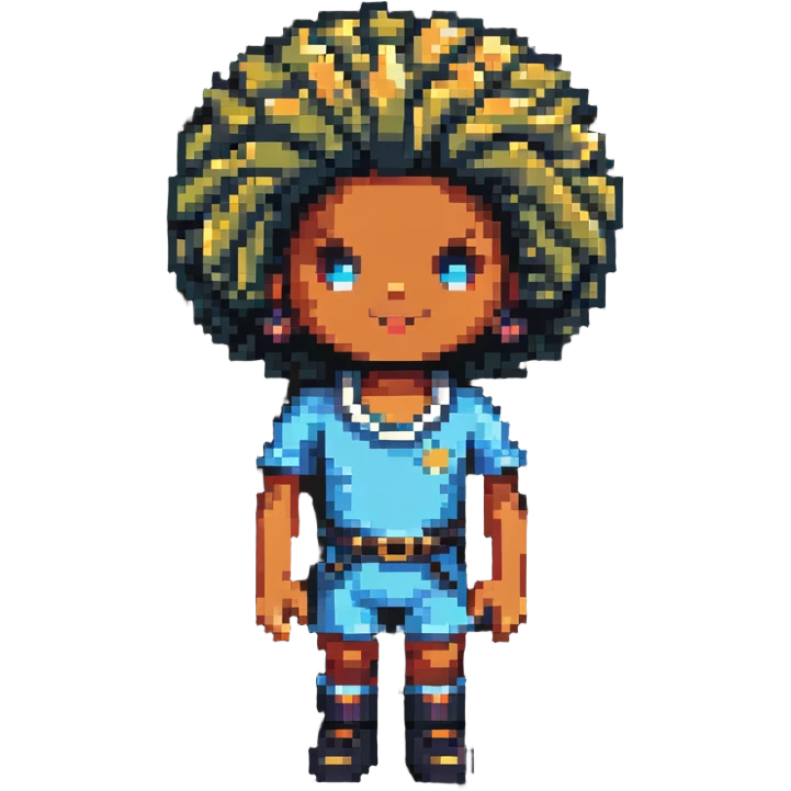 Retro pixel art character with afro hairstyle emoji