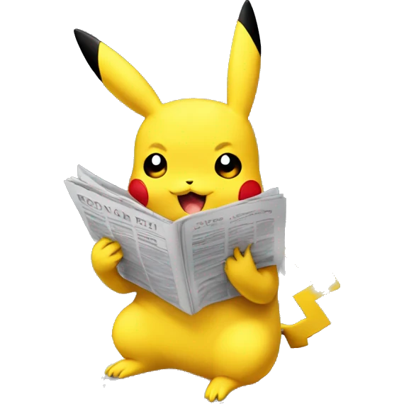 pikachu reading newspaper emoji