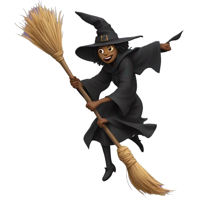 Witching flying on broom emoji