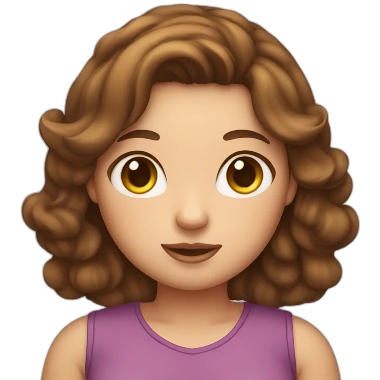Brown hair girl fat cat emoji
