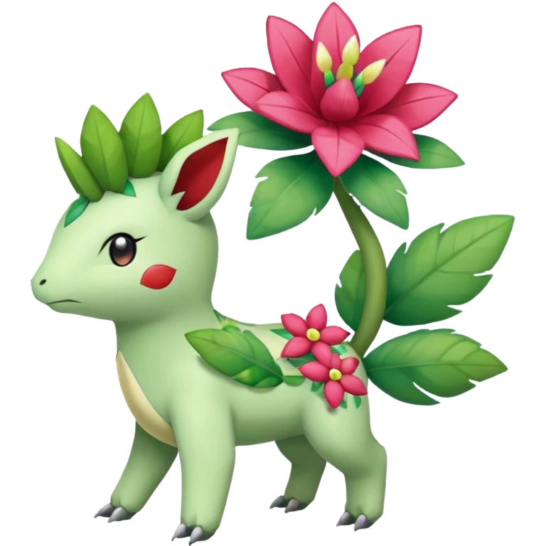 Rosy Meganium-Shaymin-Ivysaur-Meloetta-Pokémon-fusion, full body emoji