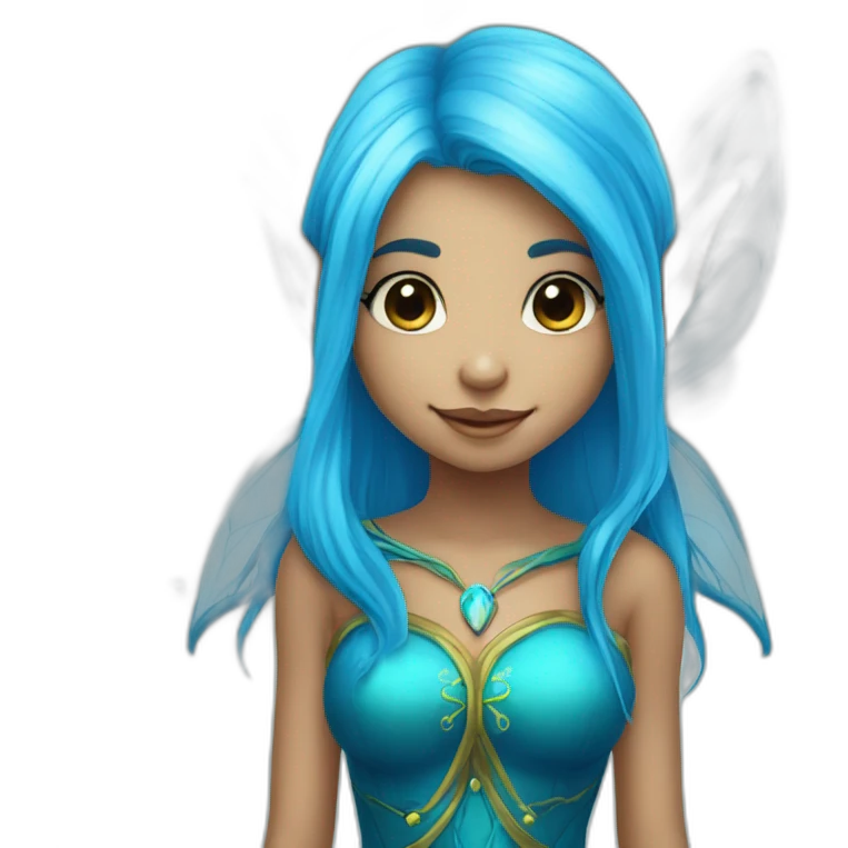 cute marine blue elf fairy with long hair emoji