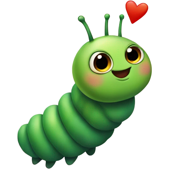 cute small green caterpillar in love emoji