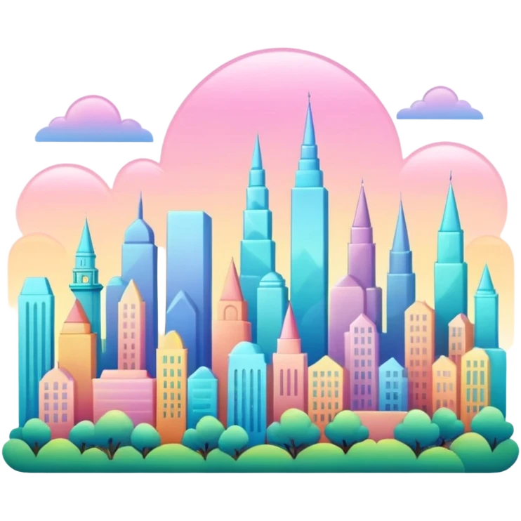 Magical colorful shiny smooth glossy pastel city  emoji