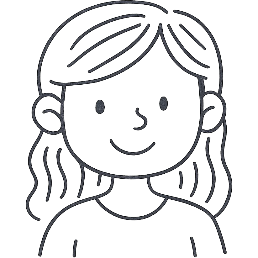 a wonderful girl with brown hair, hand drawn outline icon style emoji