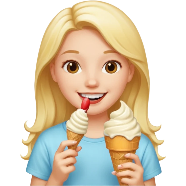 a girl eating ice cream emoji