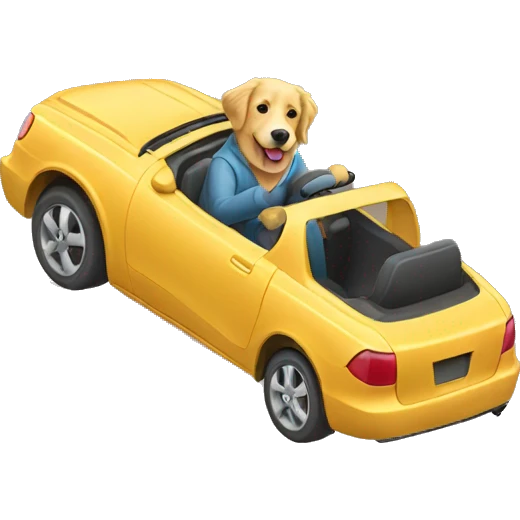 golden retriever driving a car  emoji