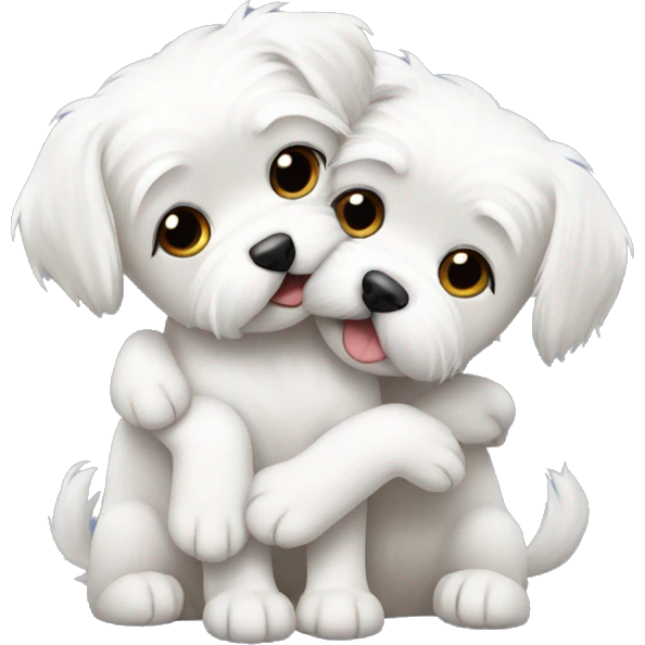 Maltese dogs hugging each other  emoji
