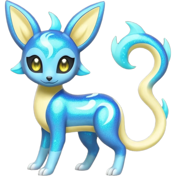 Bioluminescent Nigthly Glittery Shiny Starry Meloetta-Dewott-Salandit-Umbreon-Pokémon-Fakémon-fusion-hybrid-creature emoji