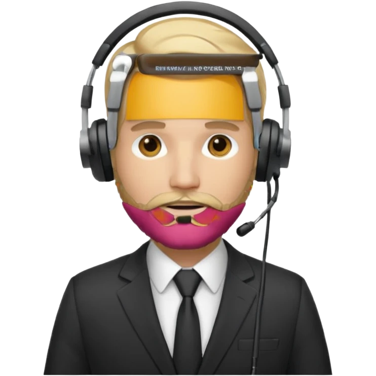 a sales agent with headphones and beard blonde hair emoji