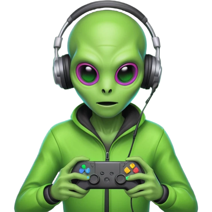 Neon alien gamer emoji