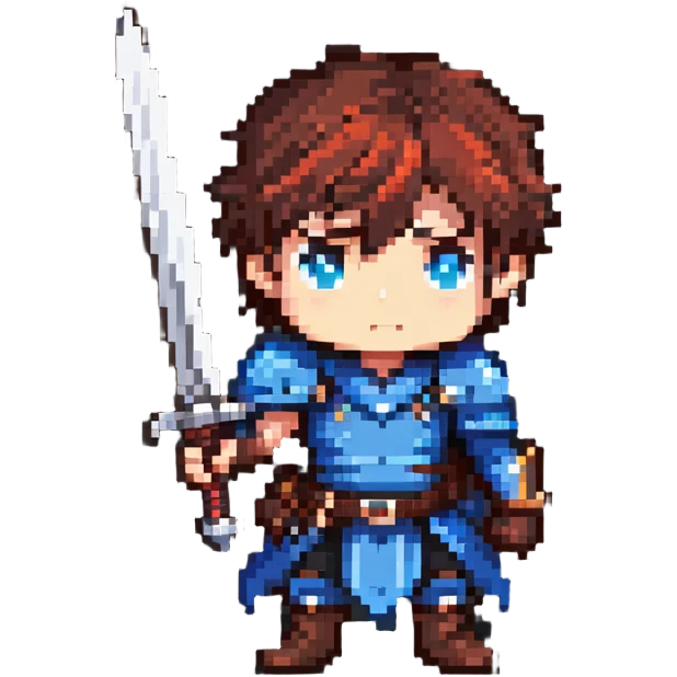 chibi hero protagonist character with sword emoji