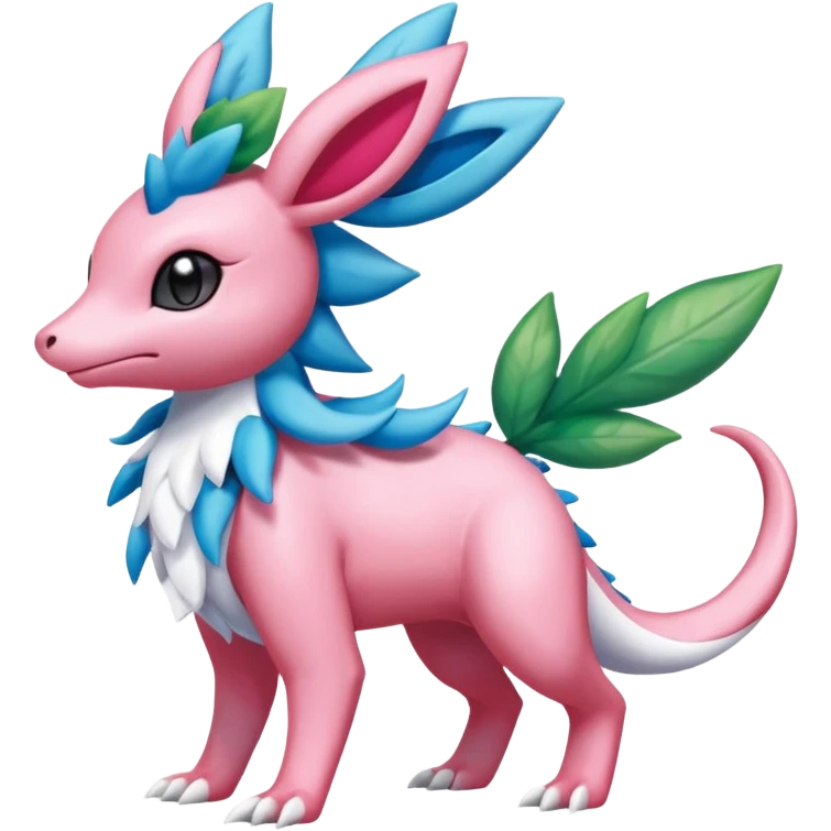 Shiny Shaymin-Salandit-Sylveon-Amaura-Fakémon-hybrid-creature (full body)  emoji