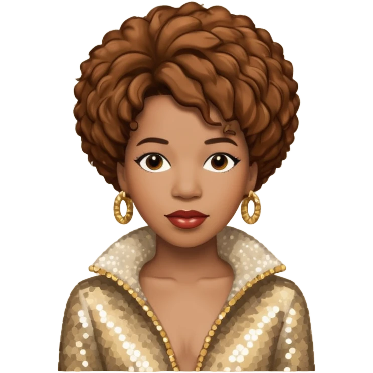 Macy Gray with brown hair, ivory sequin outfit emoji
