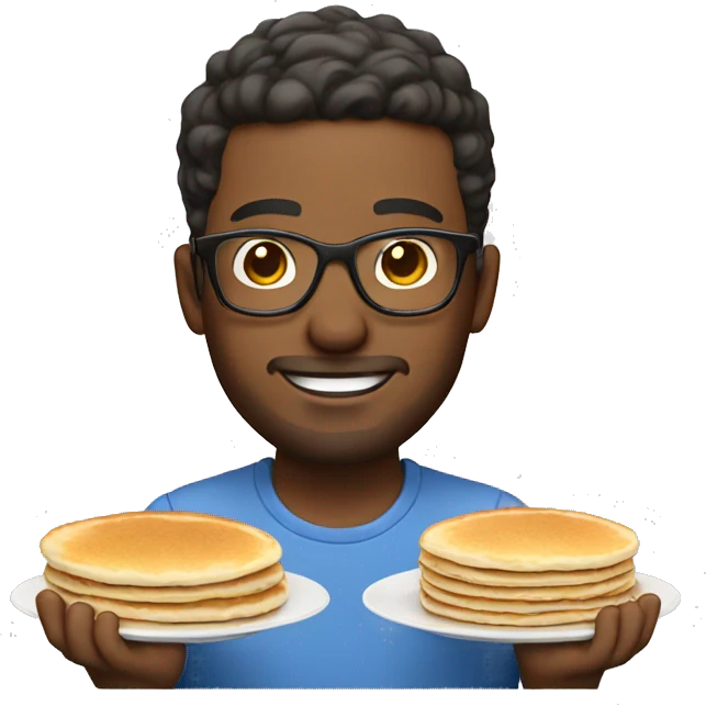 Guy with glasses making pancakes  emoji