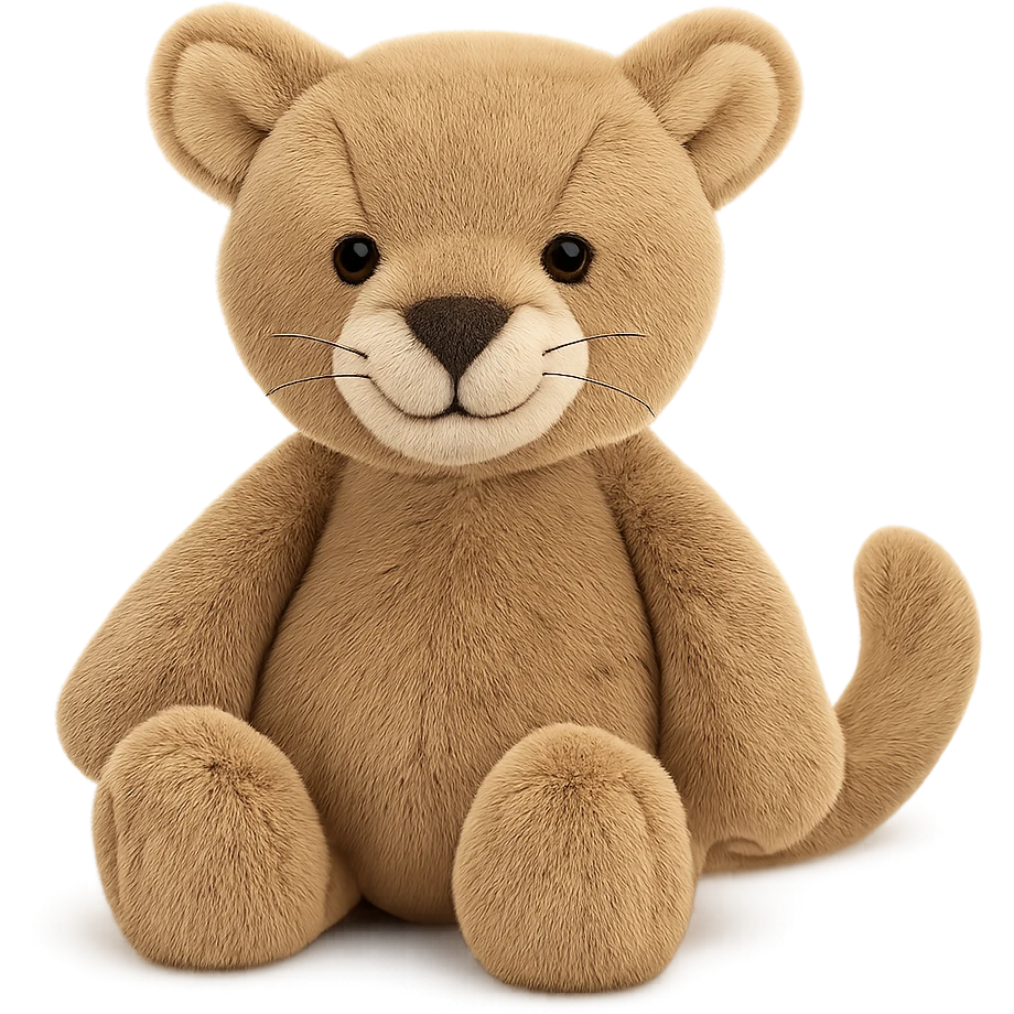 cute mountain lion jellycat stuffed plushie emoji