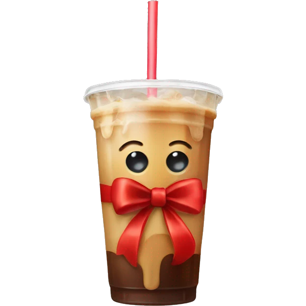 Iced Coffee with a Red Bow on the Straw emoji