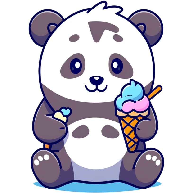 Panda eating ice cream emoji