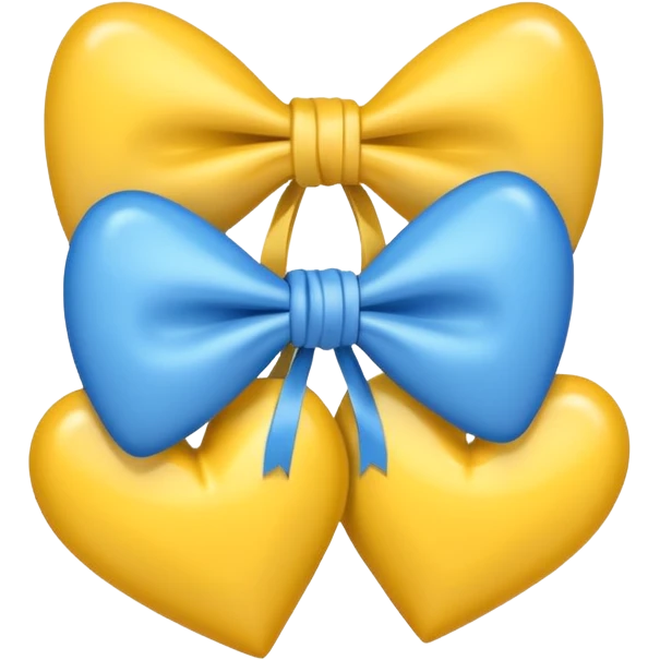 Blue and yellow hearts tied together with a bow emoji