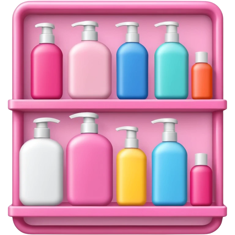 Shampoo bottle, color tube, and conditioner on a pink shelf emoji