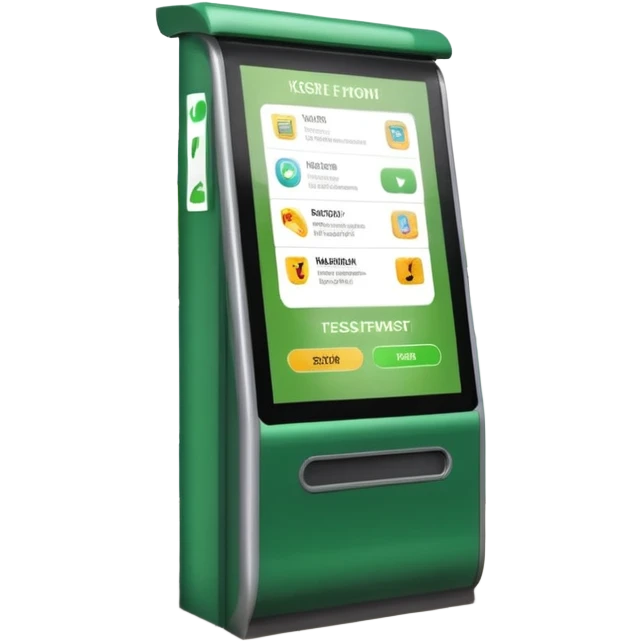 Digital Kiosk + green interface + public info, Street Advertisements. emoji
