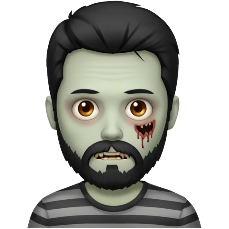 zombie in stripe gray  men long hair & bearded emoji
