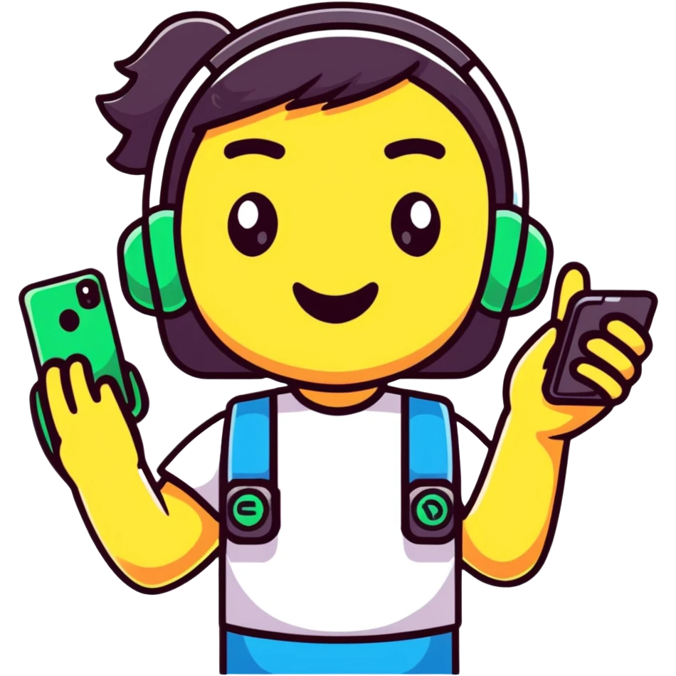 cheerful cartoon teenager holding a phone with 'Tax Refund!' notification, sparkling eyes, vibrant colors emoji