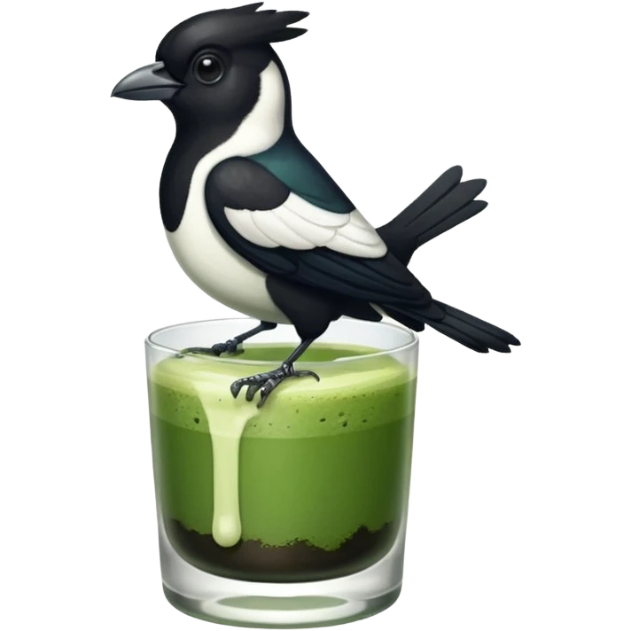 Magpie with iced matcha  emoji