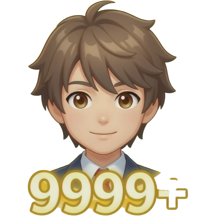 An aura 9999+ imoji of an anime character emoji