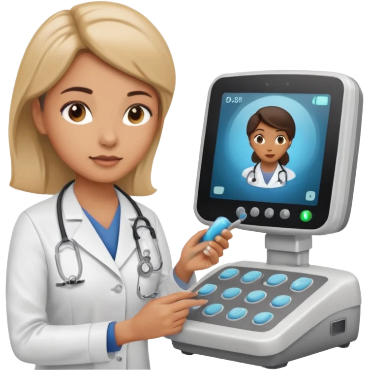 female doctor and ultrasound technician adjusting knobs on an ultrasound machine emoji