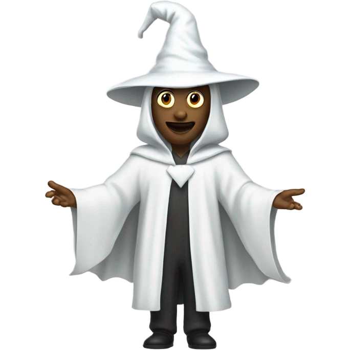 Man in ghost costume with pointy hat emoji