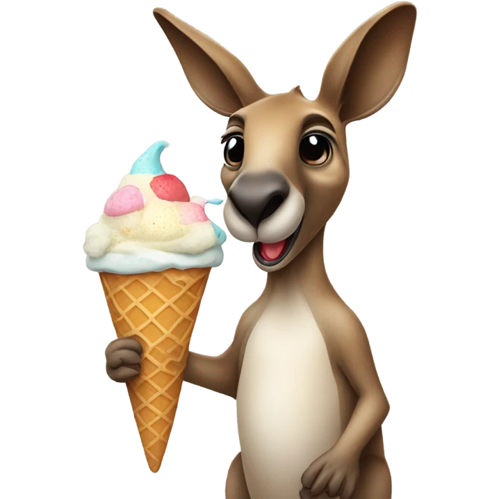 Kangaroo eating ice cream emoji