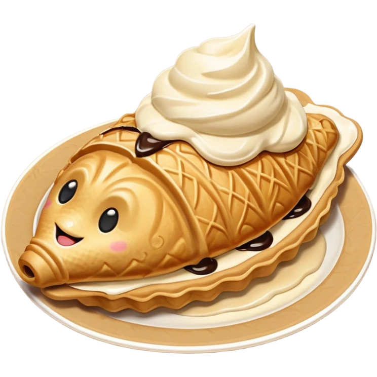 Taiyaki dessert with ice cream  emoji